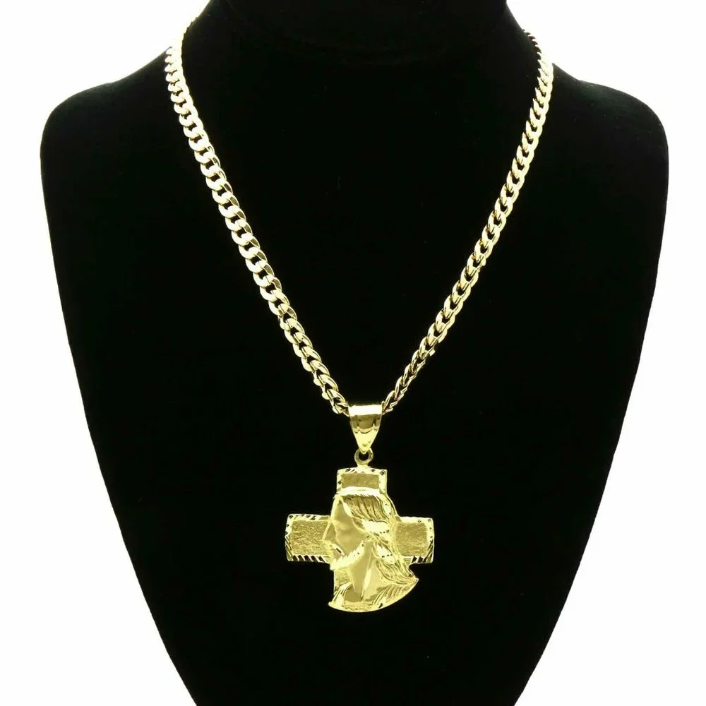 18k Mens Gold Jesus 24